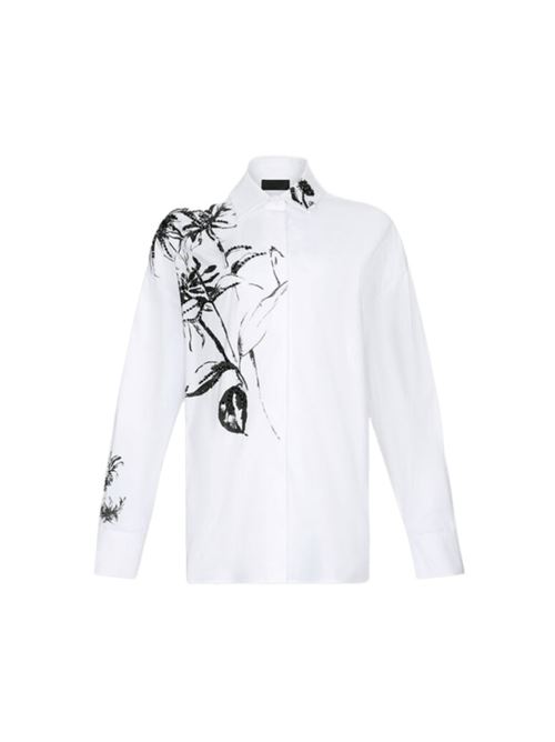 Camicia da donna oversize in popeline con stampa, colore bianco LIU JO | CF5241-T3216W9992
